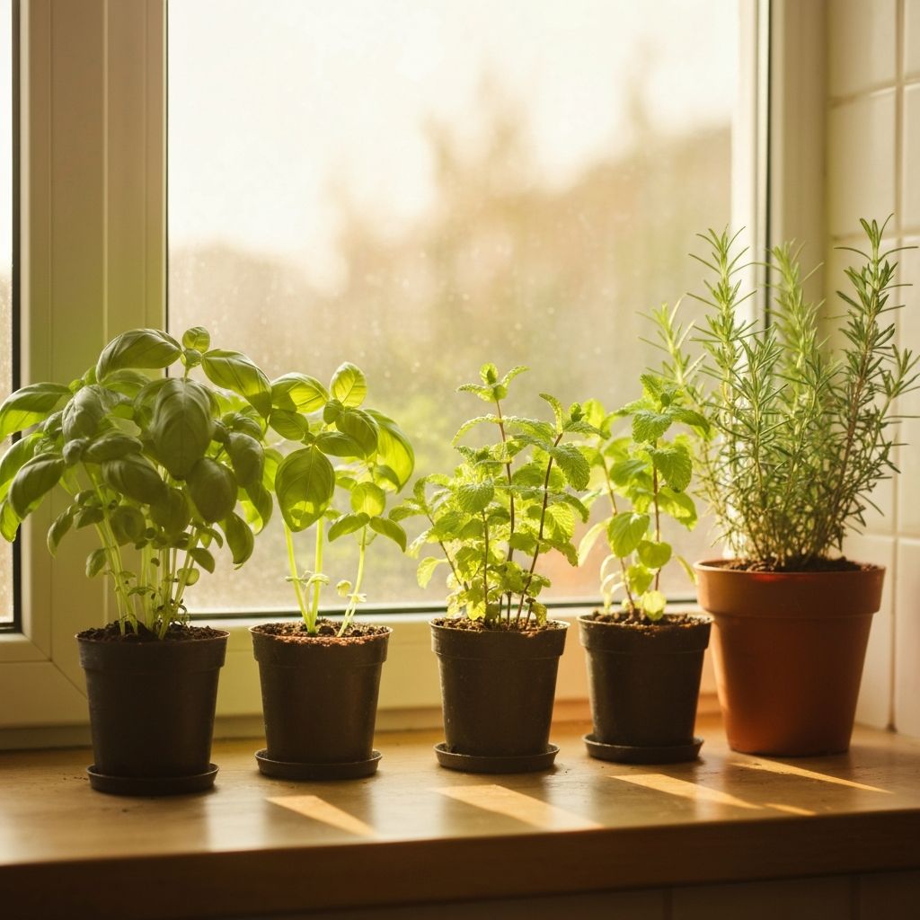 Kräuter auf der Fensterbank